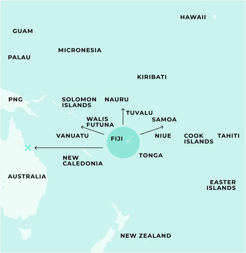 Pacific Islands map. Fiji Hub