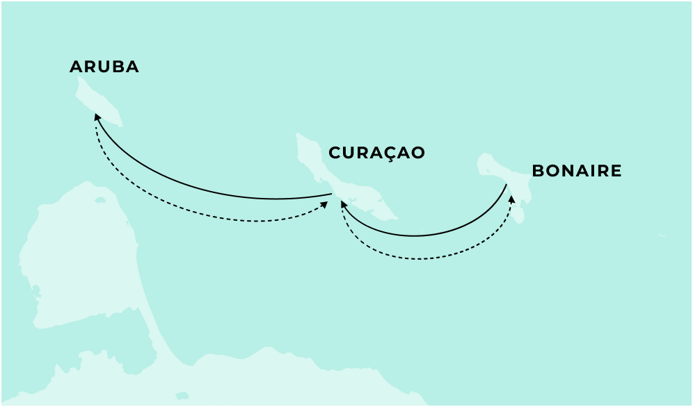 Aruba Bonaire Curaçao map